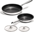 Non Stick Frying Pans Set 2 Piece - Titanium Ceramic 10in 12in