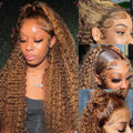 bangjazz 26 in Highlight Ombre Lace Front Wig Human Hair - Deep Wave