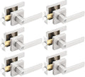 Gobrico Pack of 6 Satin Nickel Square Door Handles for Privacy
