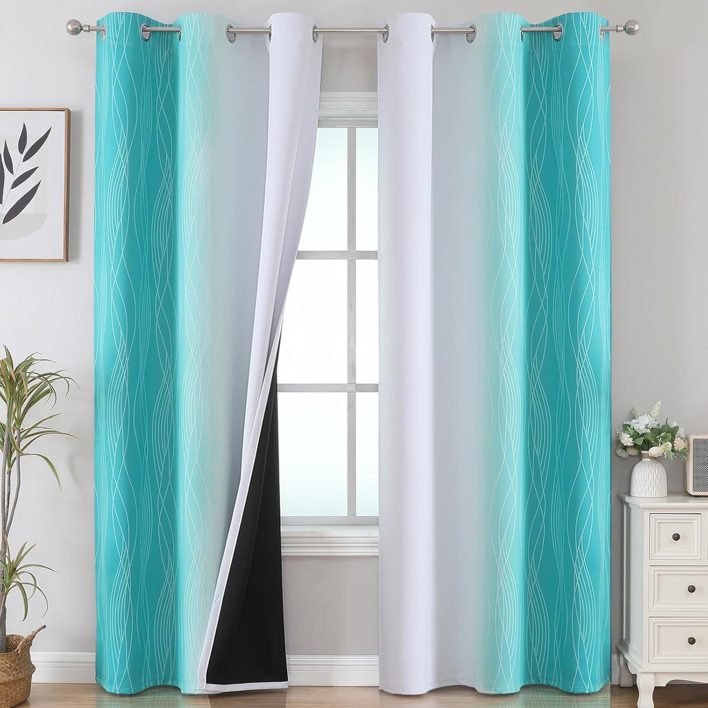 Ombre Blackout Curtains for Living Room and Bedroom 84 Inches