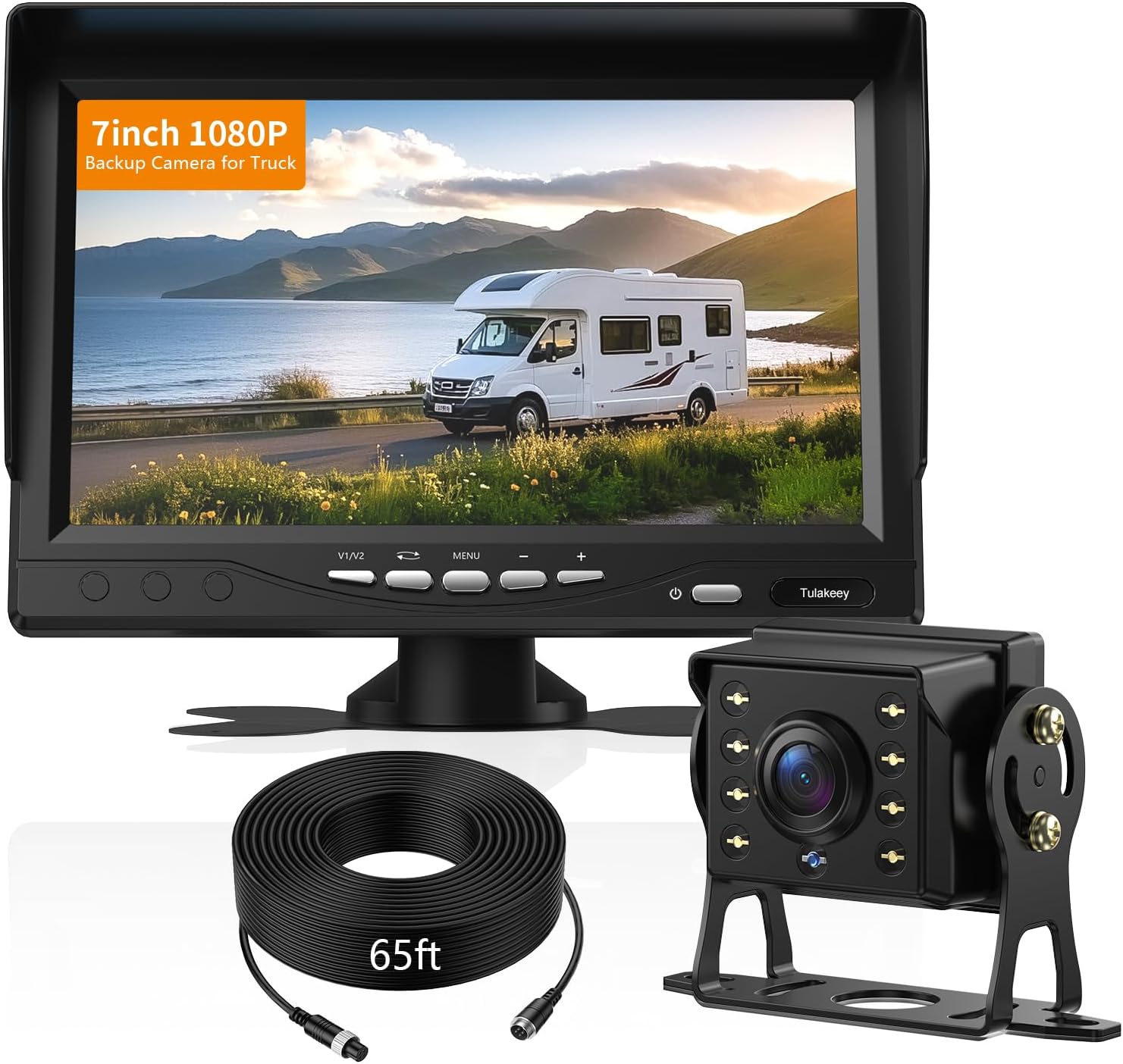 7in 1080P Wired Backup Camera System for Truck with Night Vision