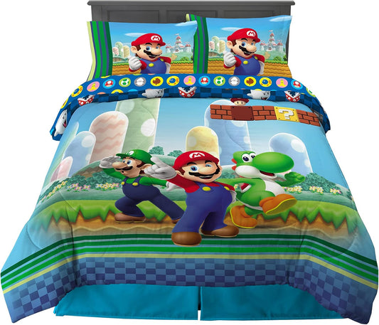 Super Soft Comforter and Sheet Set for Kids - Mario Design