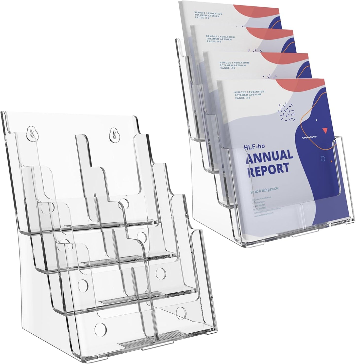 Brochure Holder 4 Tier 8.5x11 Inch Clear Acrylic Display Stand
