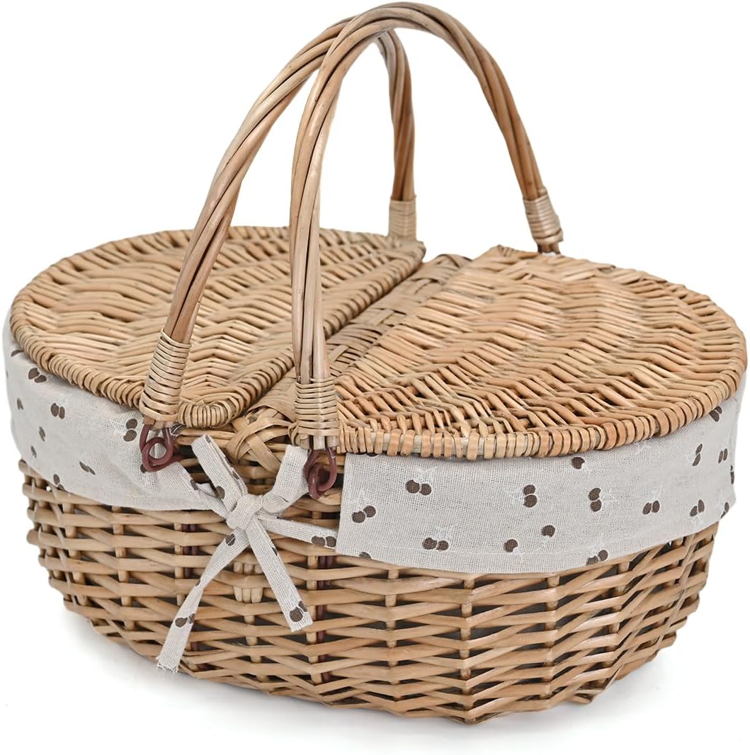 Wicker Picnic Basket with Removable Liner for Outdoor Fun