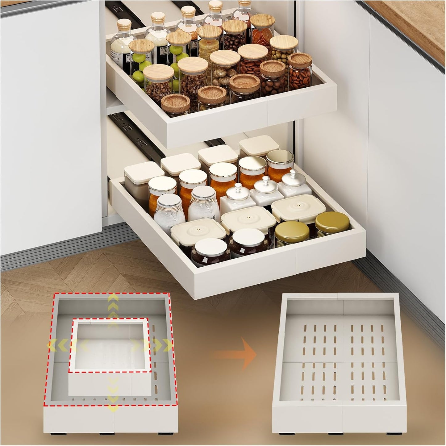Expandable Pull Out Cabinet Organizer for Easy Access and Storage
