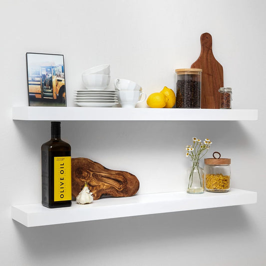 Homeforia White Floating Shelves 36in for Elegant Wall Decor