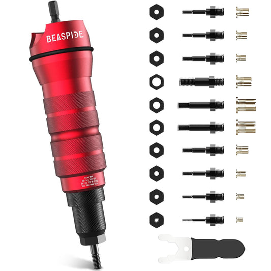 Beaspire Cordless Drill Rivet Nut Tool Kit with 10 Mandrels