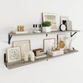 Deep Floating Shelves 48W x 8D Set of 2 - Grey Wide Display Ledge