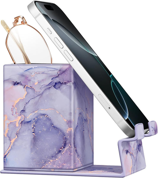 FINTIE Lilac Marble Pencil & Glasses Holder