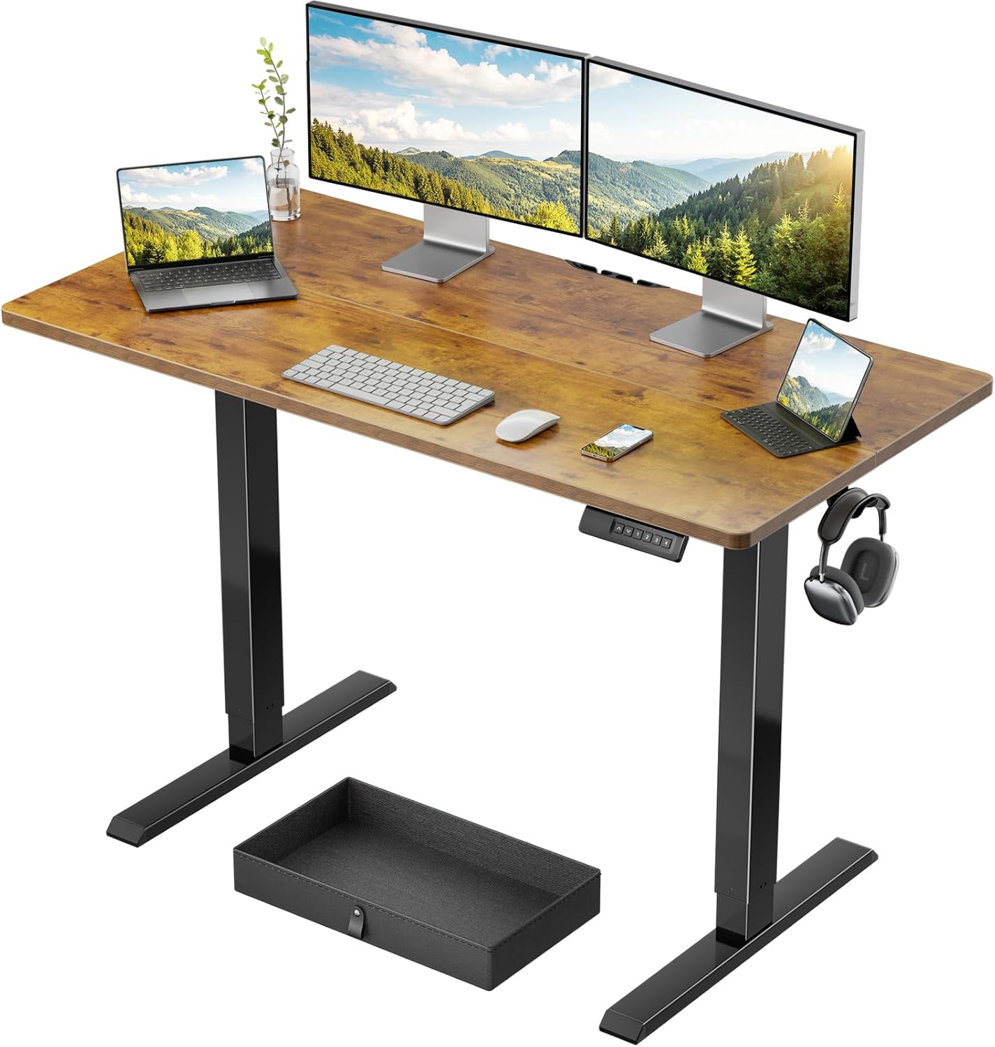 Marsail 48x24 Electric Standing Desk with Drawer for Home Office
