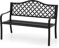 50 in Black Outdoor Metal Garden Bench - Durable Cast Iron Patio Seat