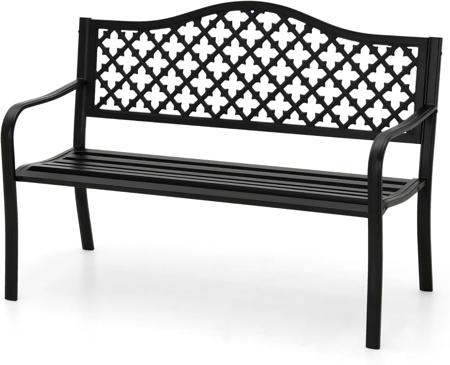 MFSTUDIO 50in Black Outdoor Metal Garden Bench for Relaxation