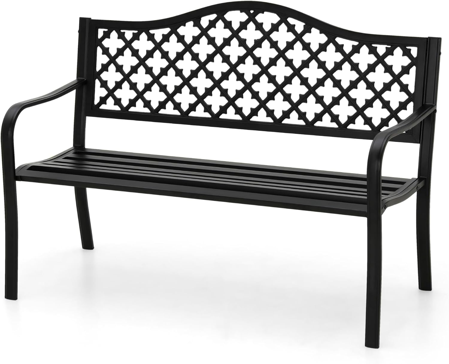 MFSTUDIO 50in Black Outdoor Metal Garden Bench for Relaxation