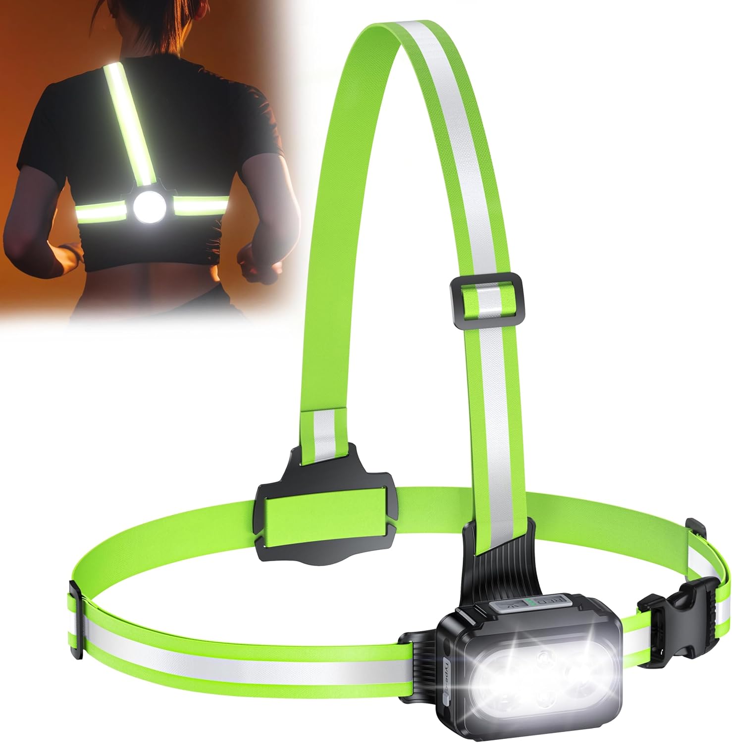 Viccux 500 Lumens Chest Light: 7 Modes, Reflective Straps, IPX4 Waterproof!