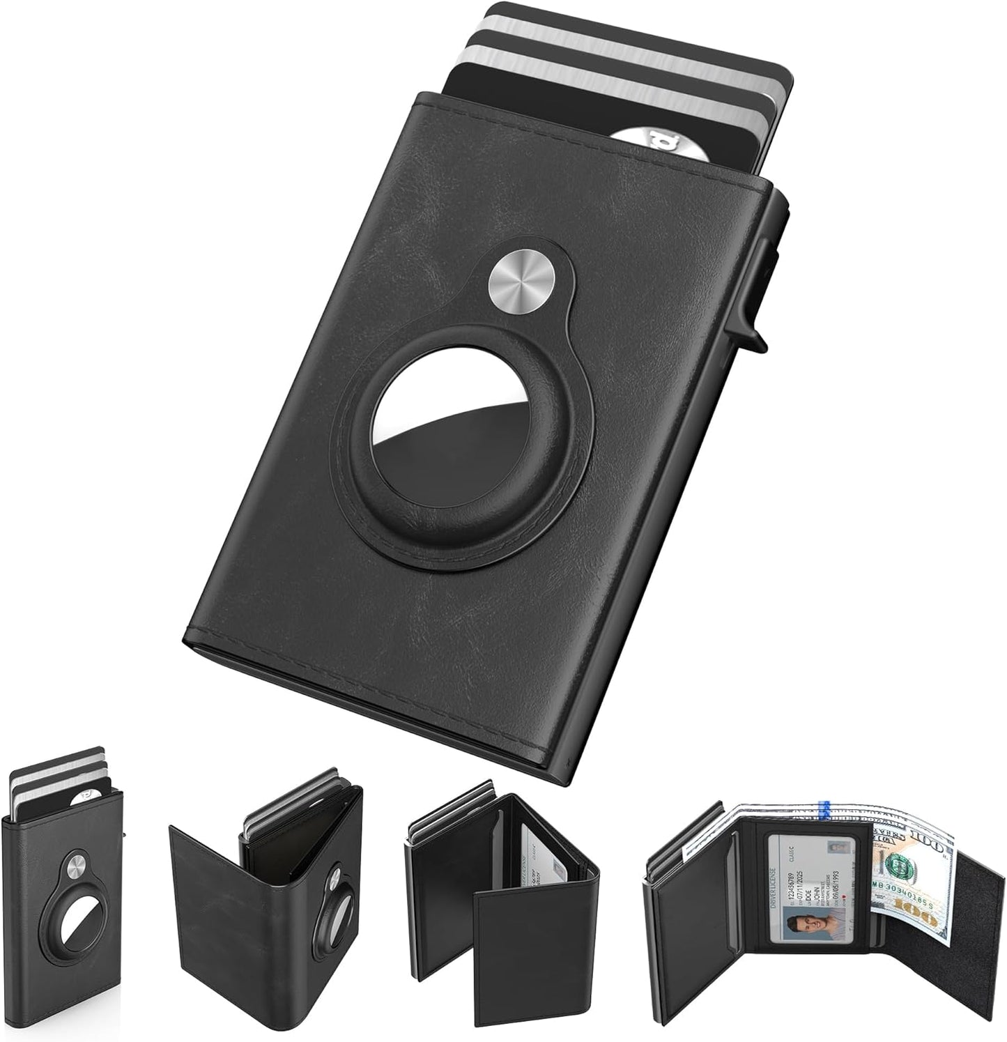 Typecase Mens Wallet Card Holder for AirTag: Slim Leather Wallet