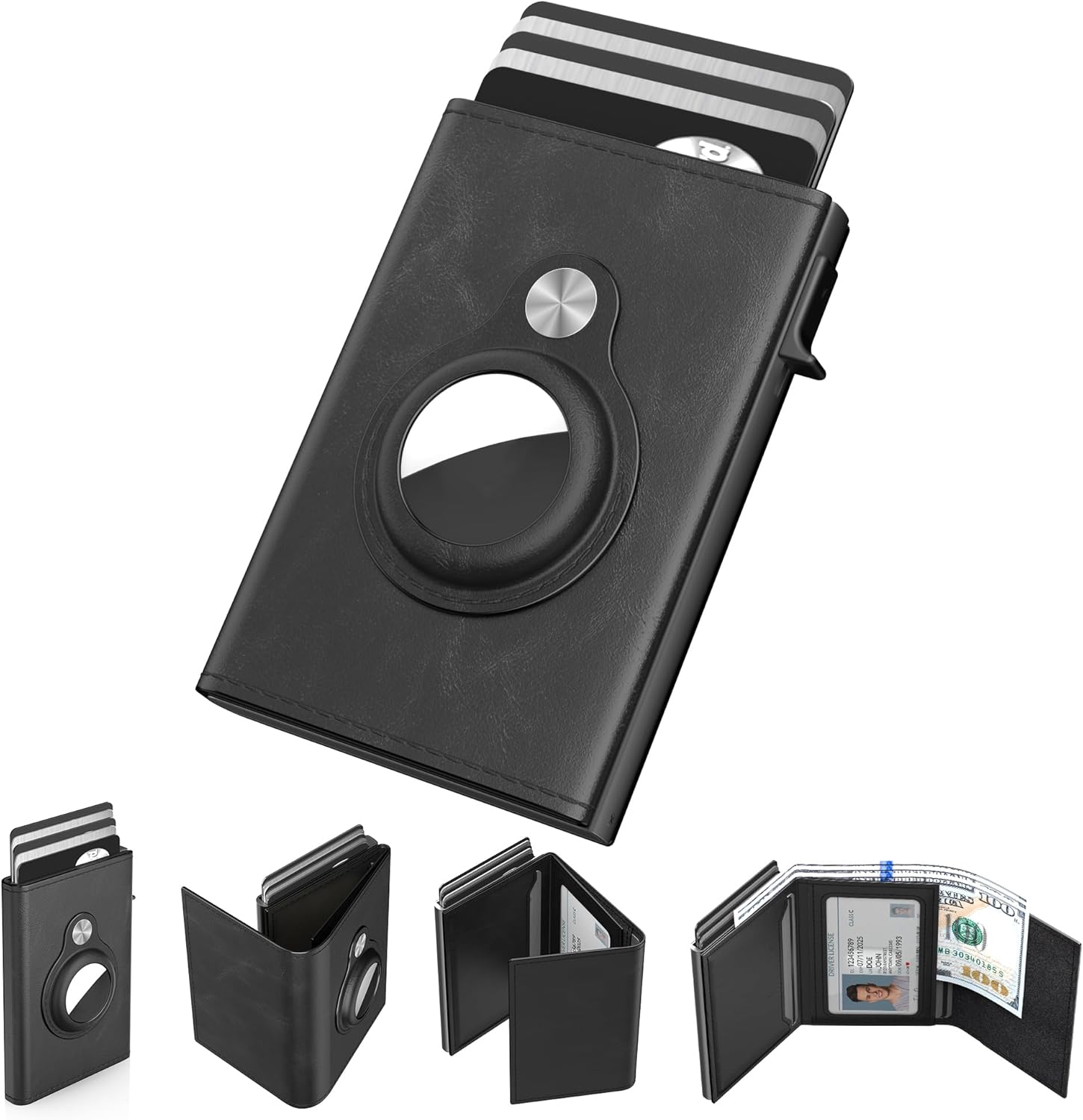 Typecase Mens Wallet Card Holder for AirTag: Slim Leather Wallet