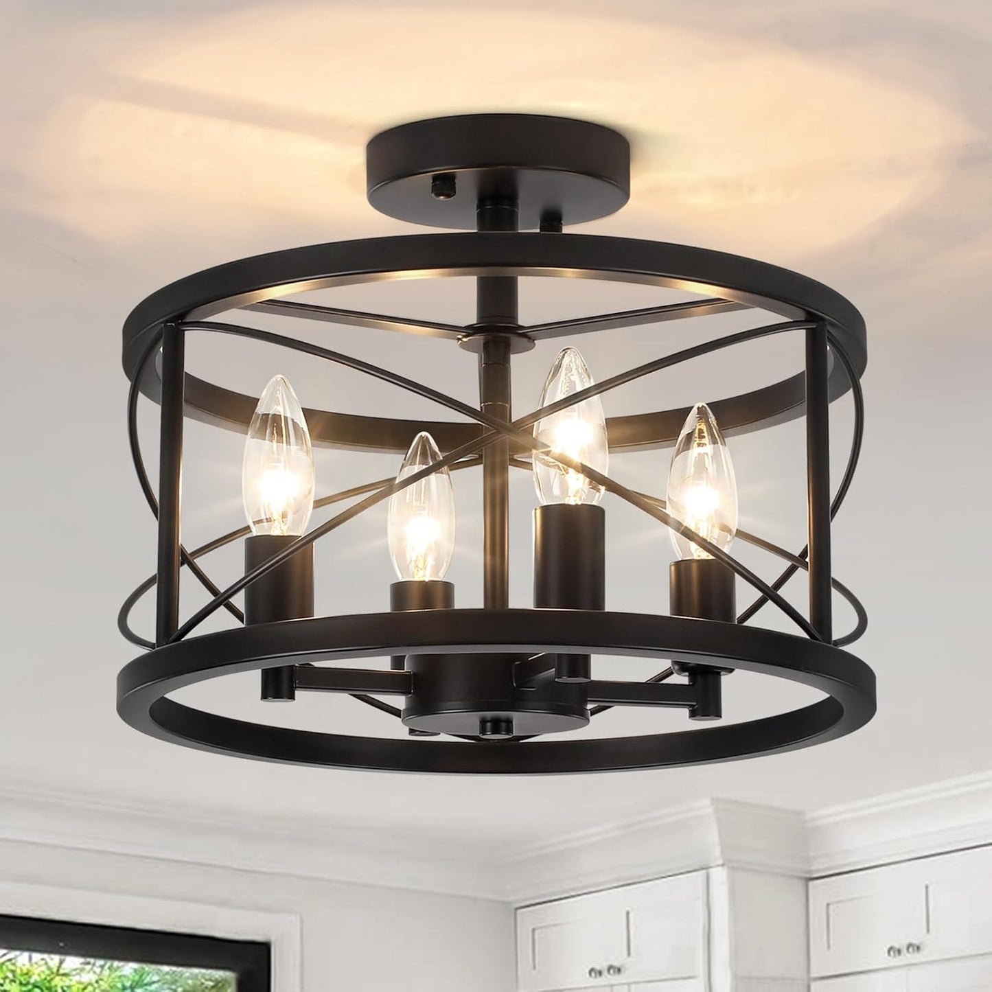 Black Semi Flush Mount Ceiling Light by LZLDCJ for Modern Spaces
