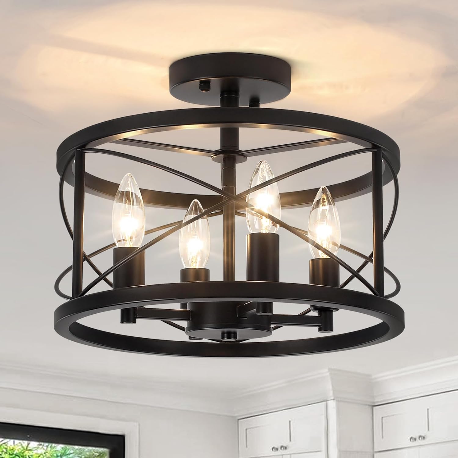 Black Semi Flush Mount Ceiling Light by LZLDCJ for Modern Spaces