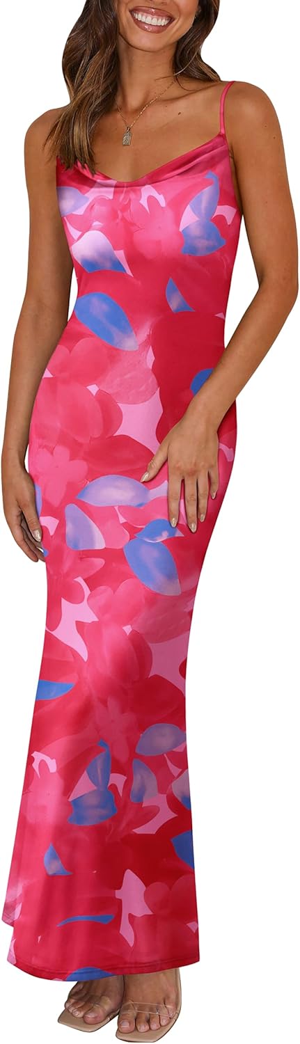 PRETTYGARDEN Women's Floral Spaghetti Strap Maxi Dress 2025