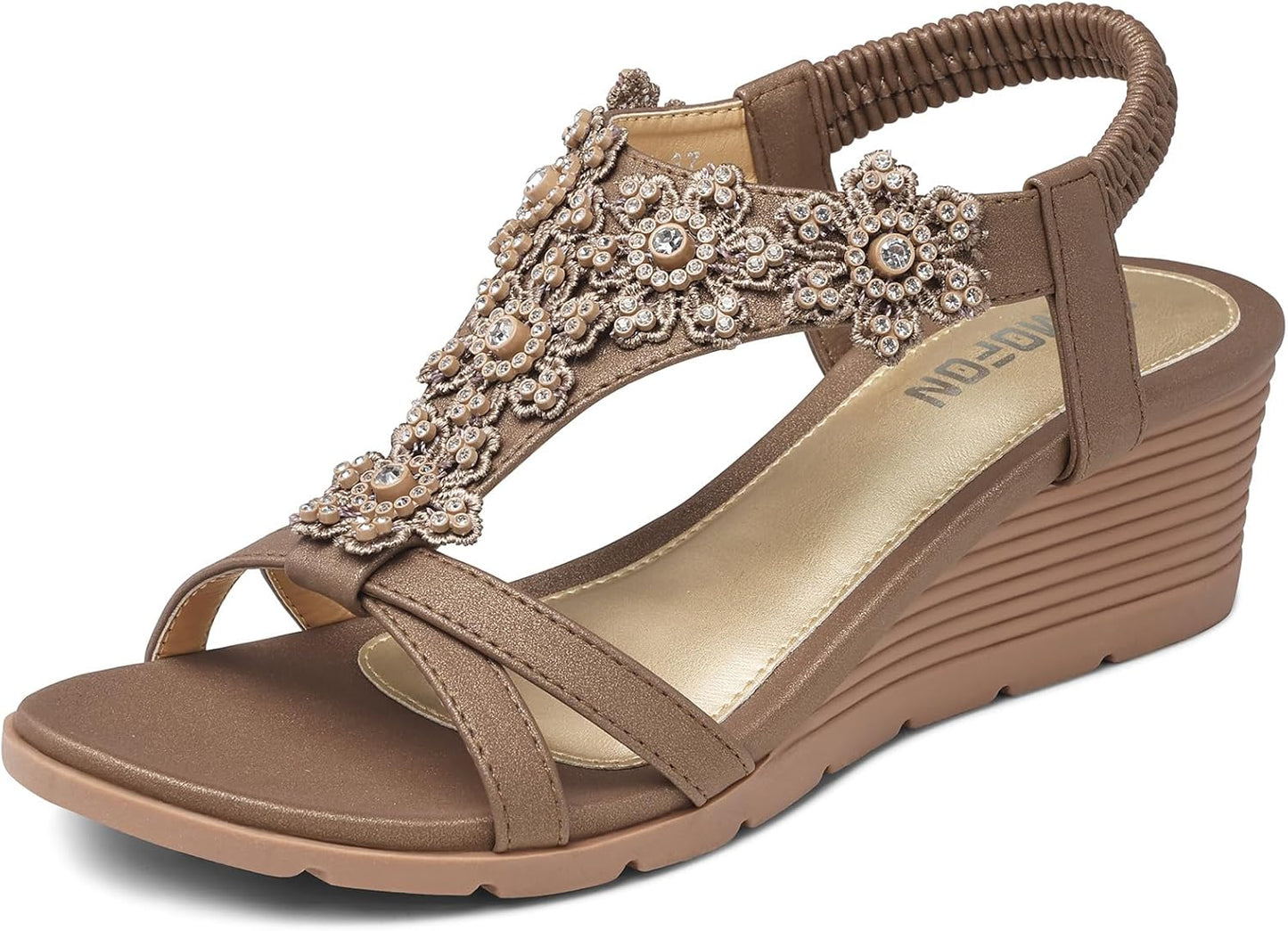 TEMOFON Women's Low Wedge Heels Summer Dressy Platform Sandals