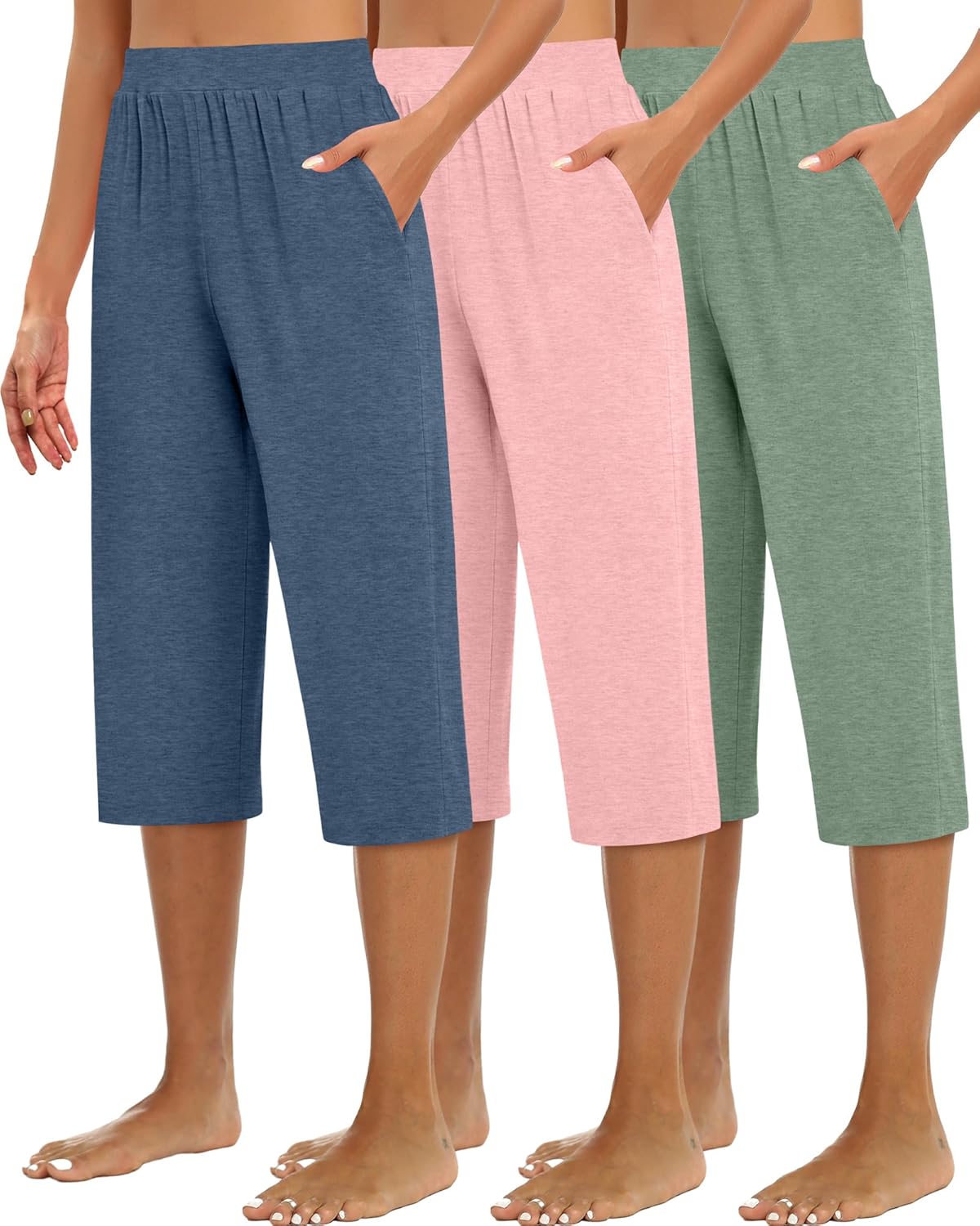 Huukeay Women's Capri Sweatpants: Cozy Wide Leg Cropped Pants