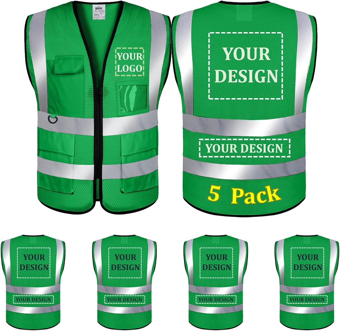High Visibility Reflective Safety Vest with Custom Logo Options