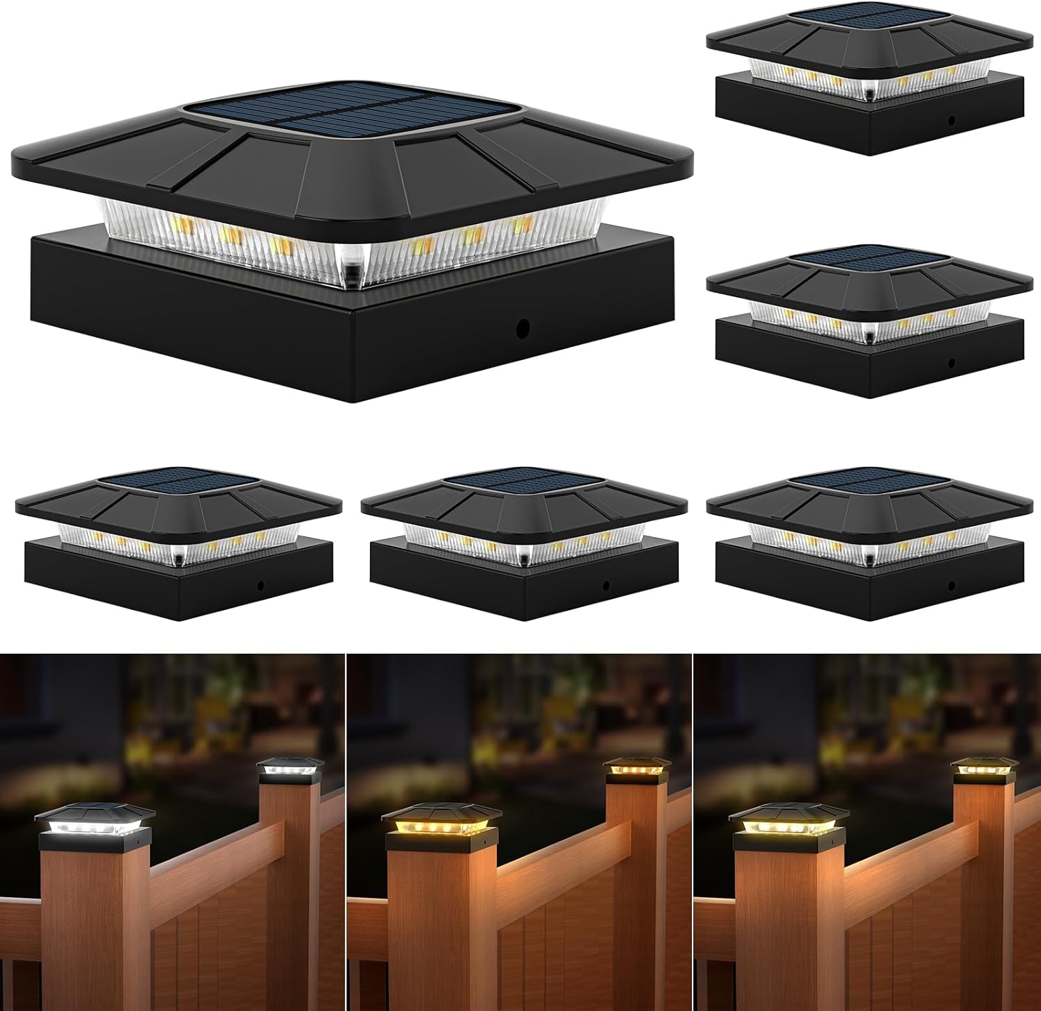 4x4 Solar Post Cap Lights Outdoor with 3 Lighting Modes