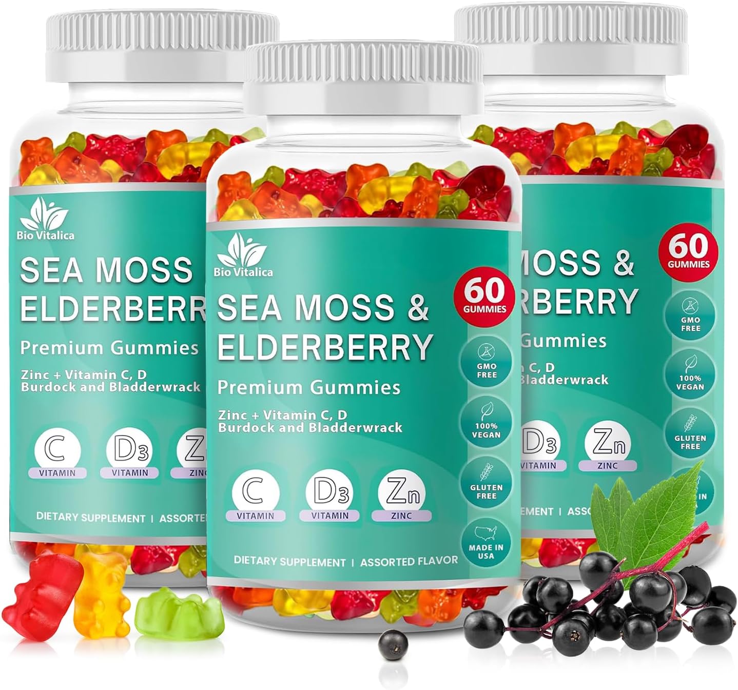 Sea Moss Gummies with Elderberry for Immunity and Detox