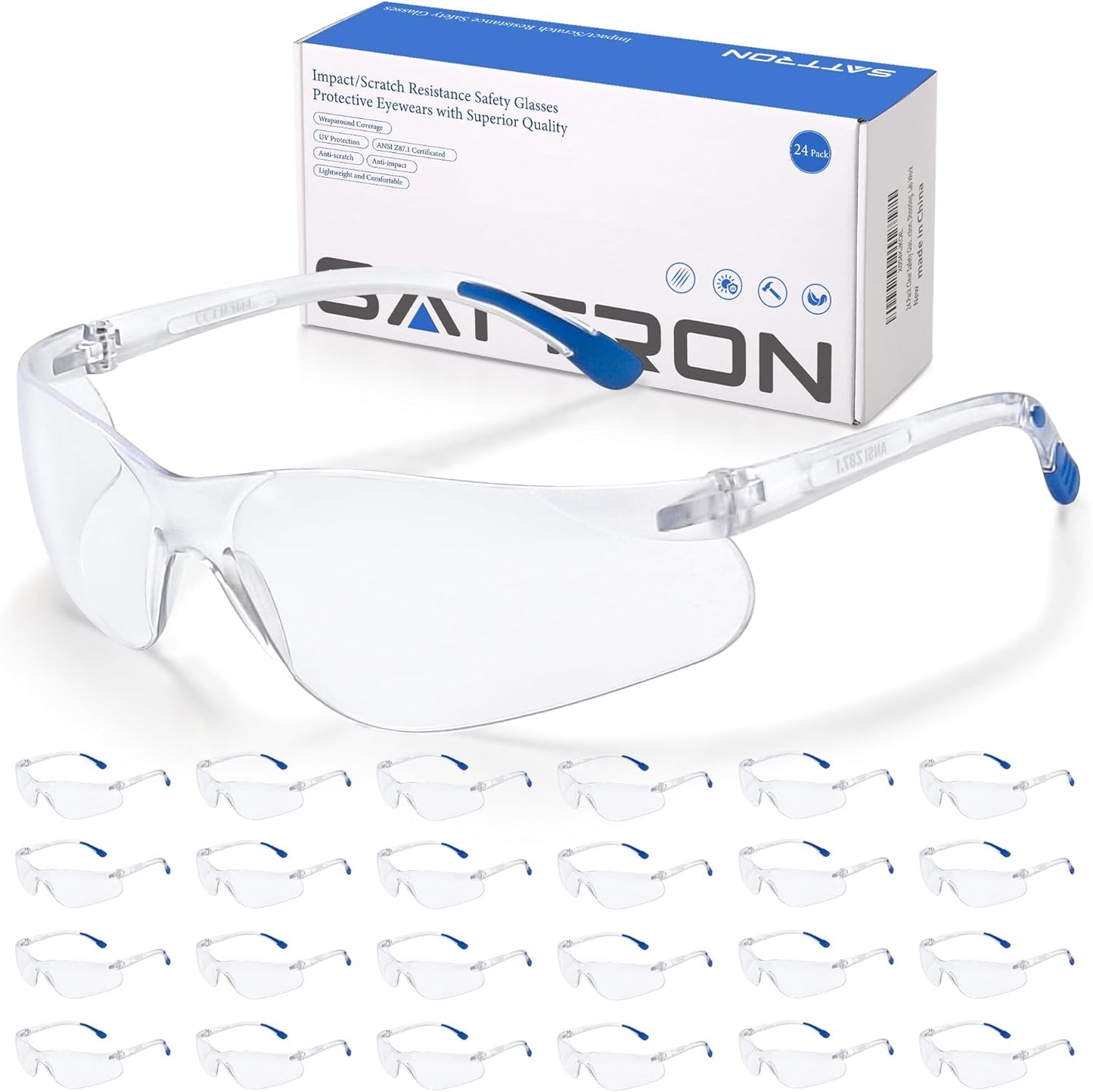Clear Safety Glasses 24pk for Work and Construction Protection