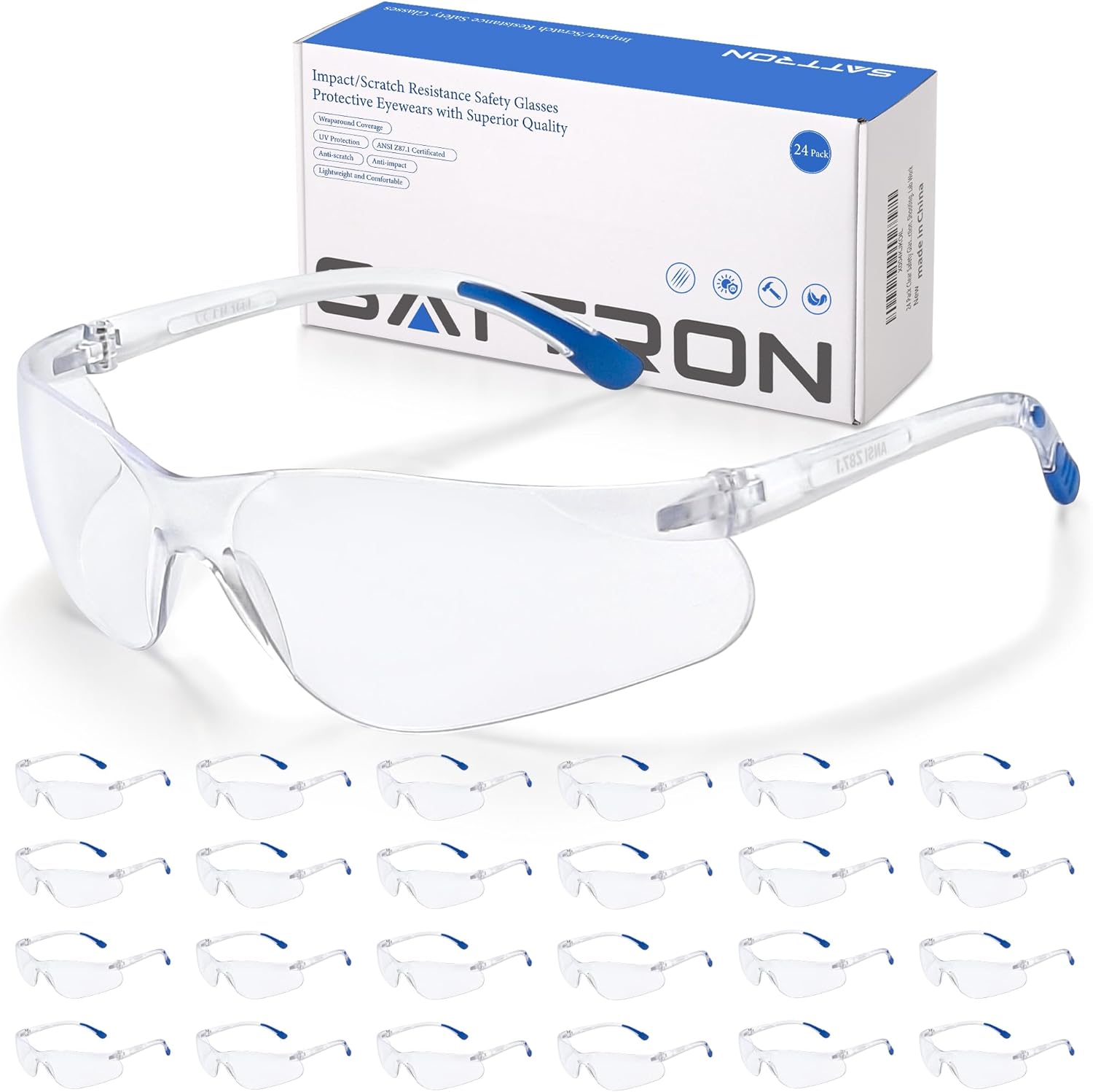Clear Safety Glasses 24pk for Work and Construction Protection