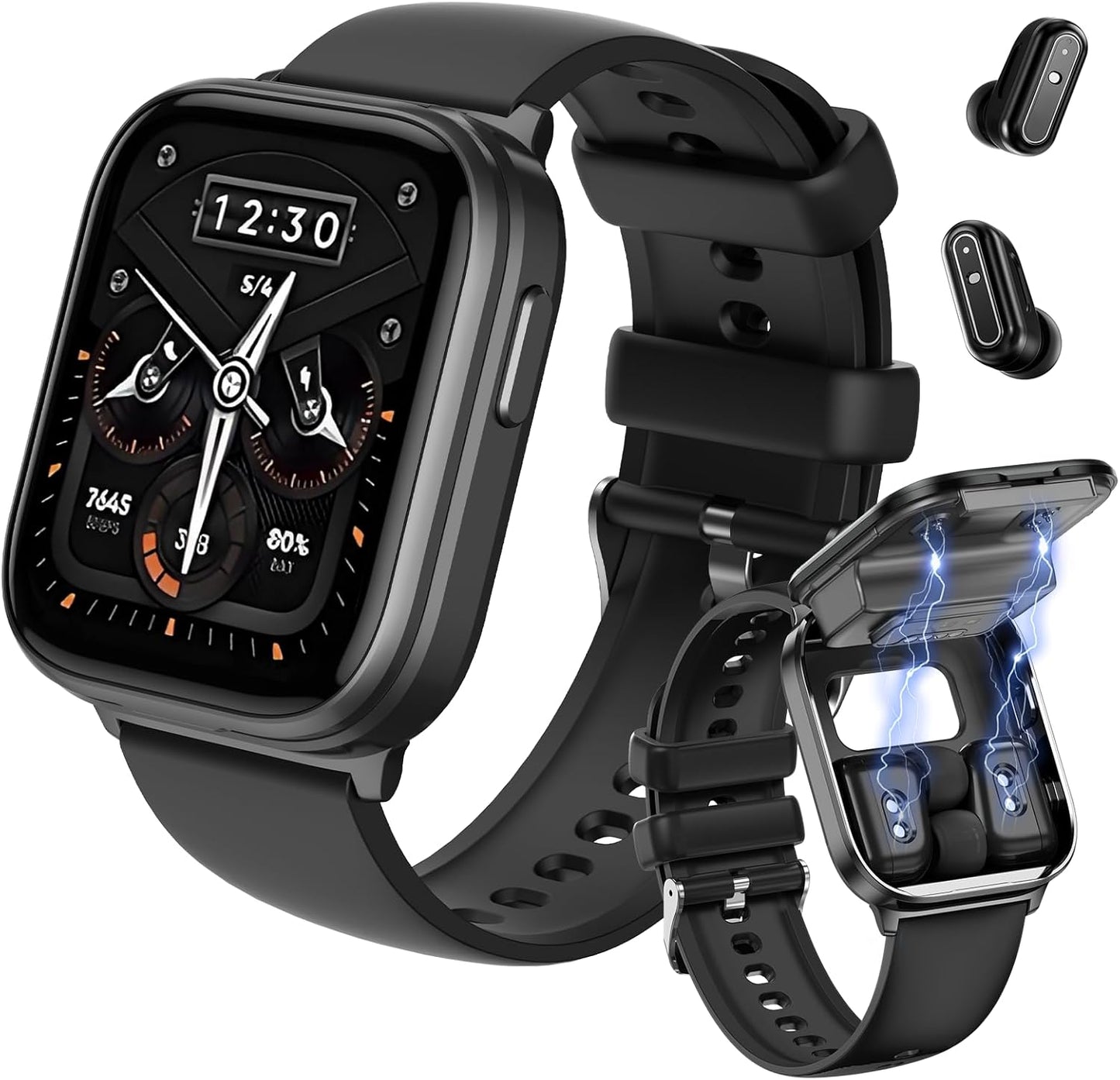 2-in-1 Smartwatch with HD Screen & Bluetooth Earphones, X9 (Black)