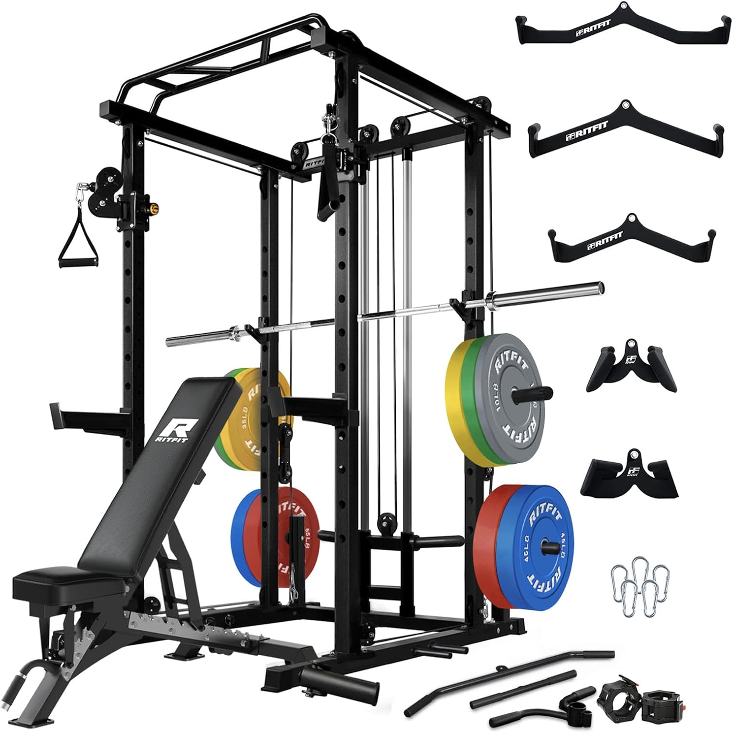 RitFit Power Cage with Cable Crossover: 1000LBS Capacity