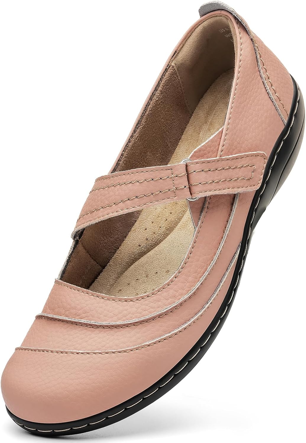 Women's Comfortable Lightweight Leather Mary Jane Flats for Work