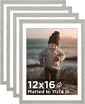KINLINK 12x16 Picture Frame Light Grey - Set of 4, Versatile Wall