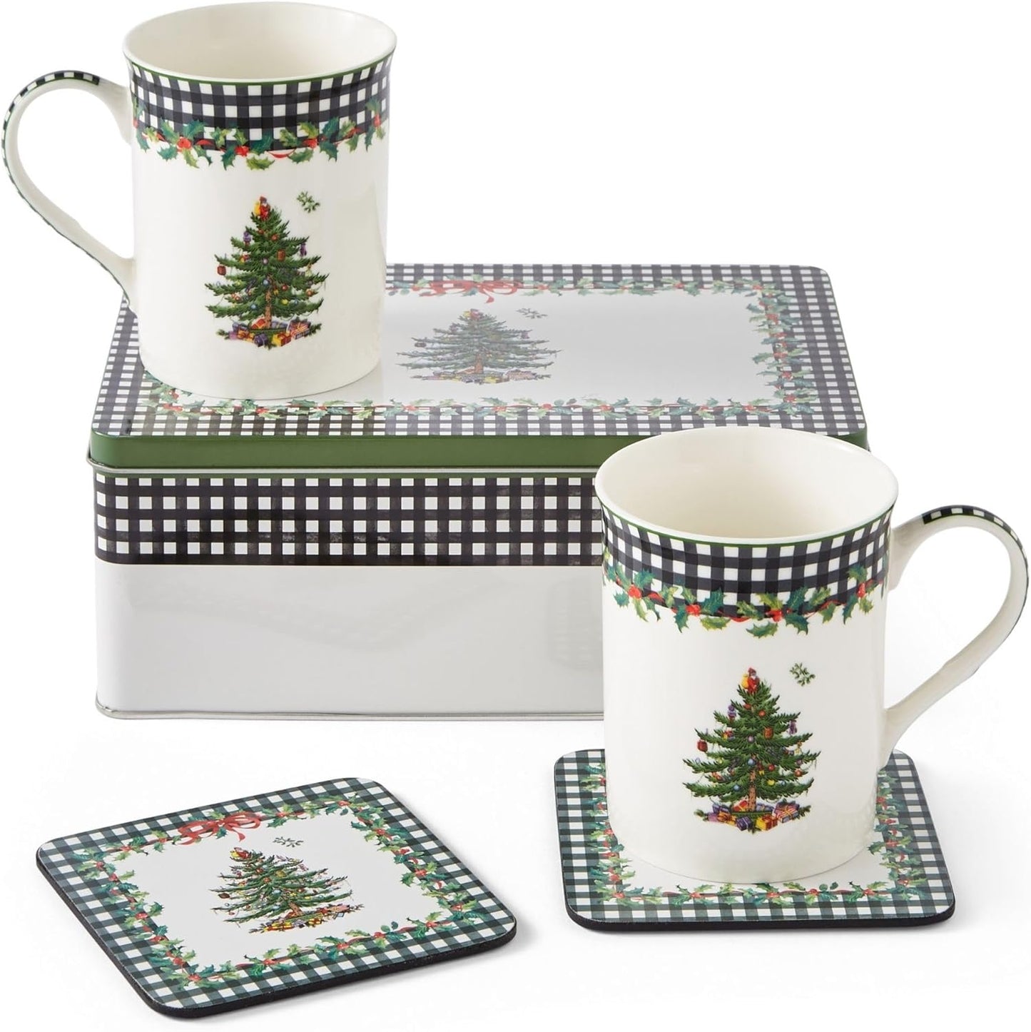 Spode Christmas Tree 5-Piece Mug & Tin Set for Holiday Cheer