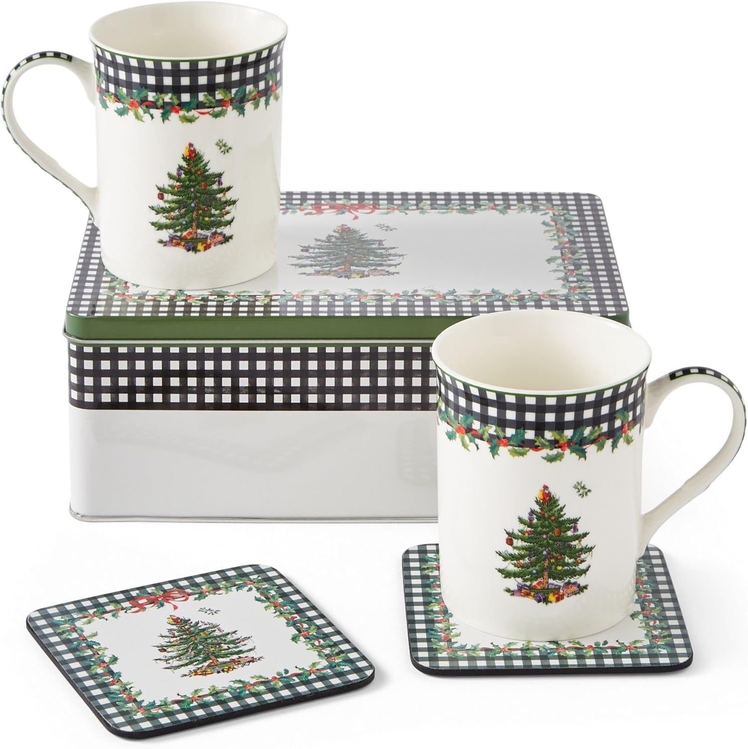 Spode Christmas Tree 5-Piece Mug & Tin Set for Holiday Cheer