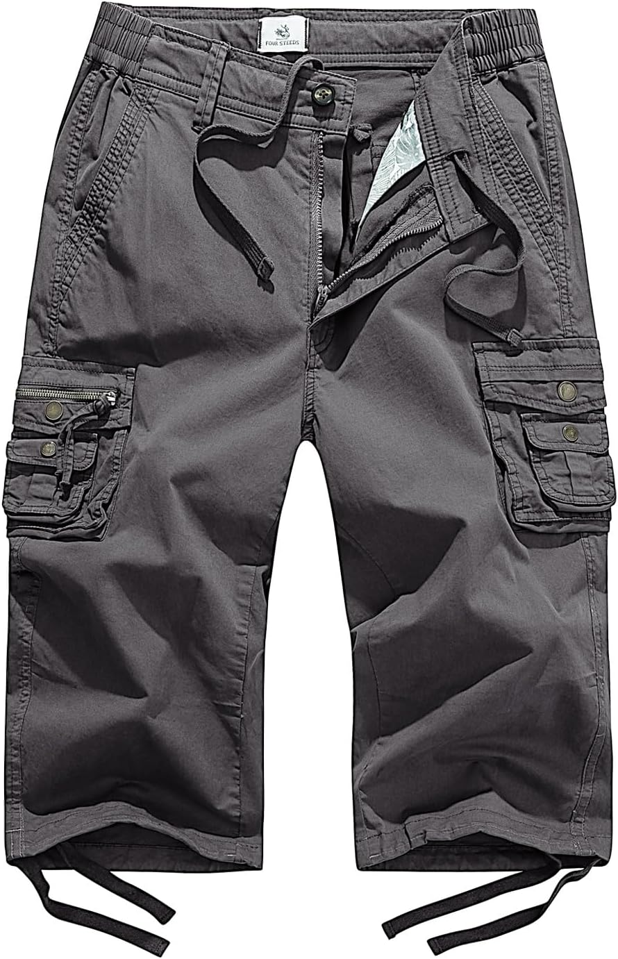 FOURSTEEDS Women's Mid Rise Cargo Capris for Hiking and Travel