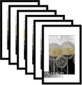 11x17 Picture Frame Set of 6 - Lightweight Black Frames for Posters