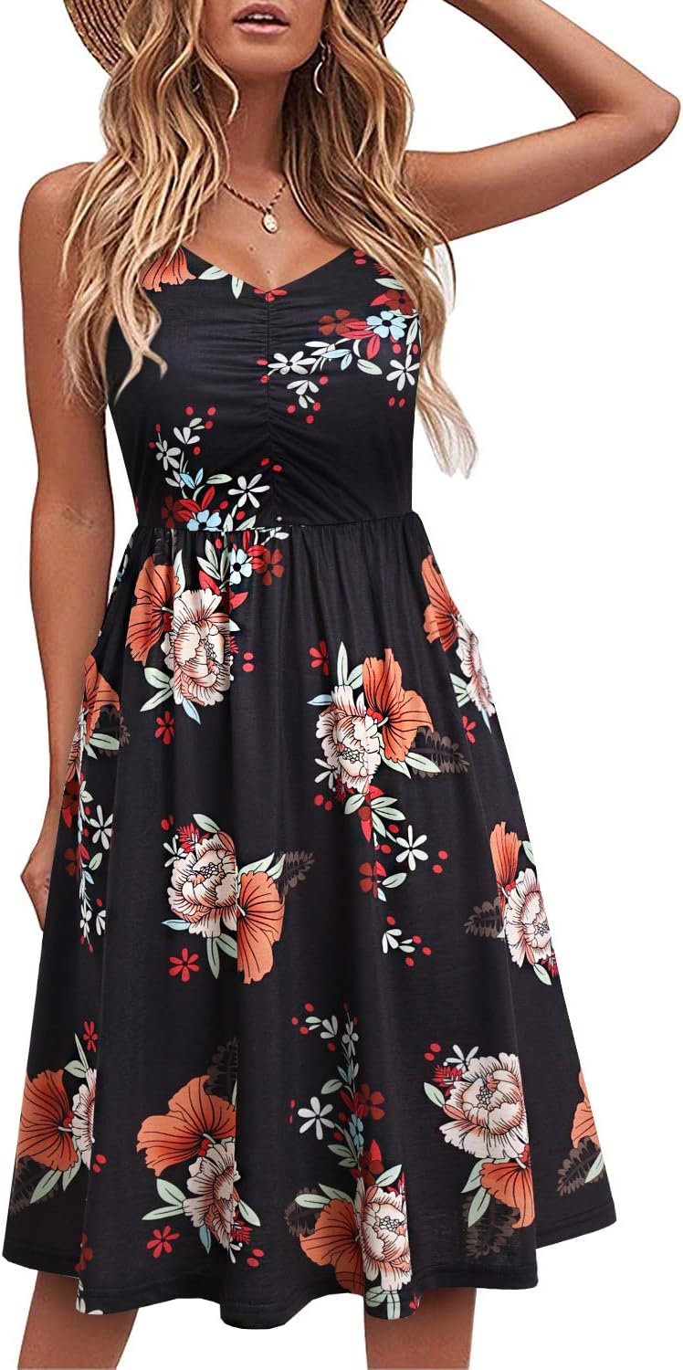 YATHON Casual Dresses for Women with Pockets and Spaghetti Straps