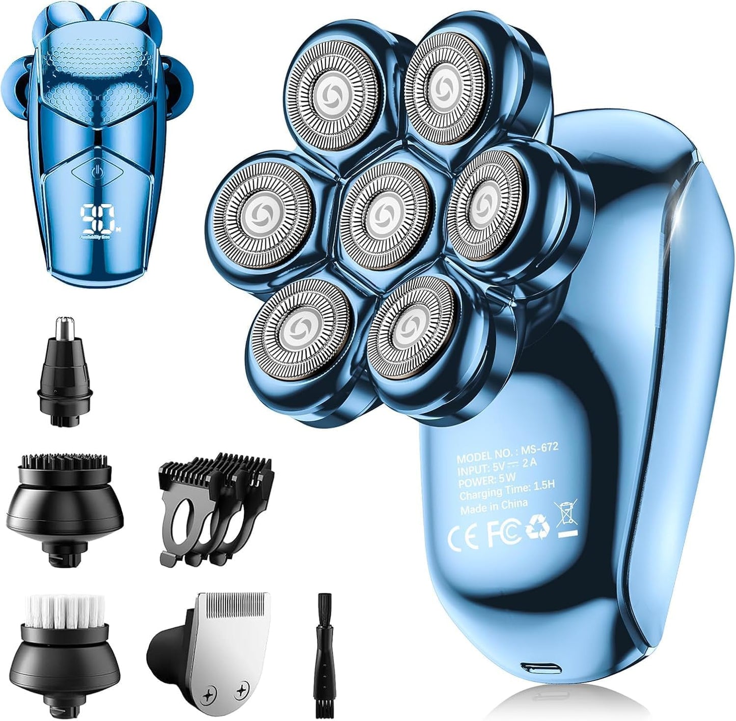 SHPAVVER 5-in-1 Electric Razor for Bald Men - Turbo Speed Shaver