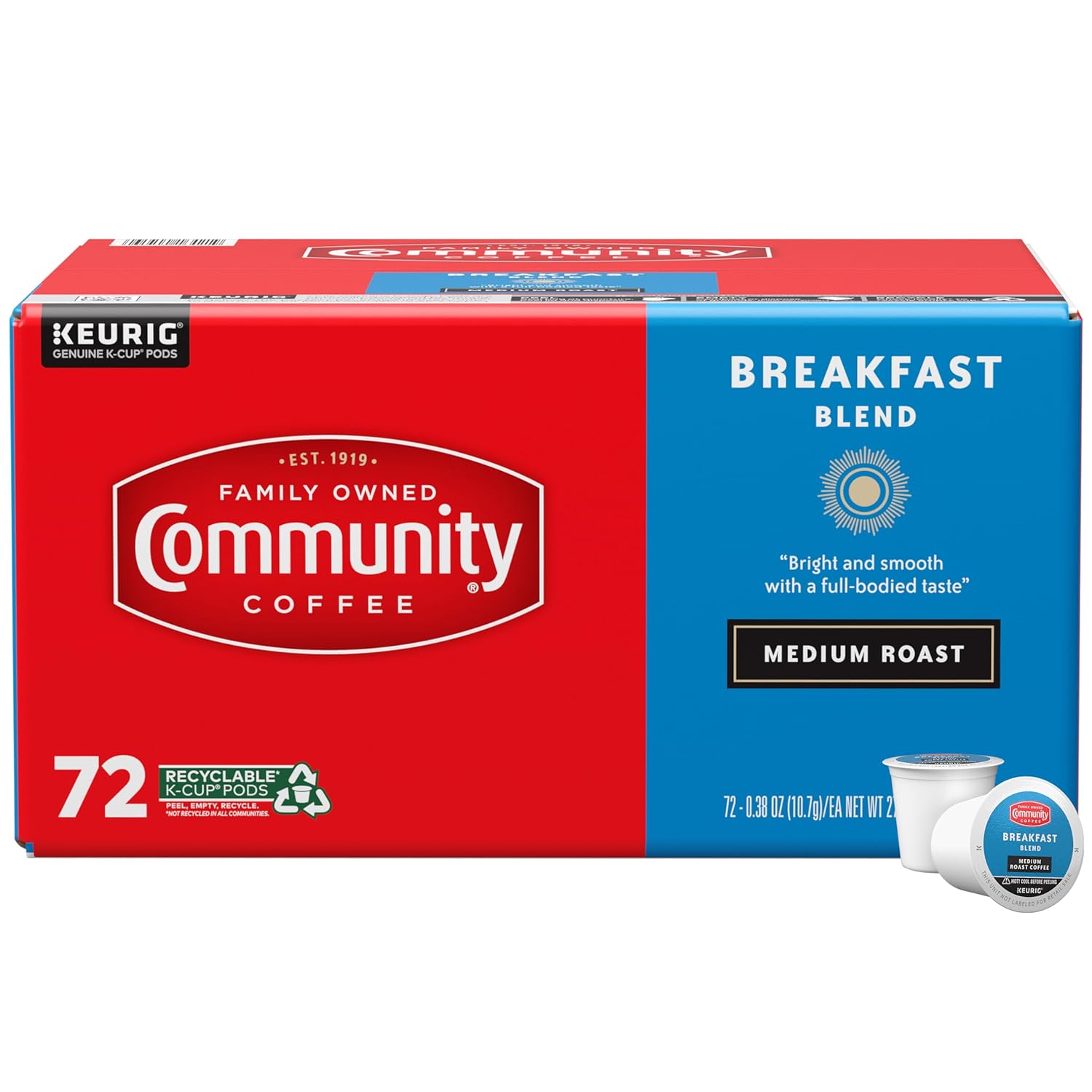 Community Coffee Breakfast Blend Medium Roast K-Cup Pods 72 Count