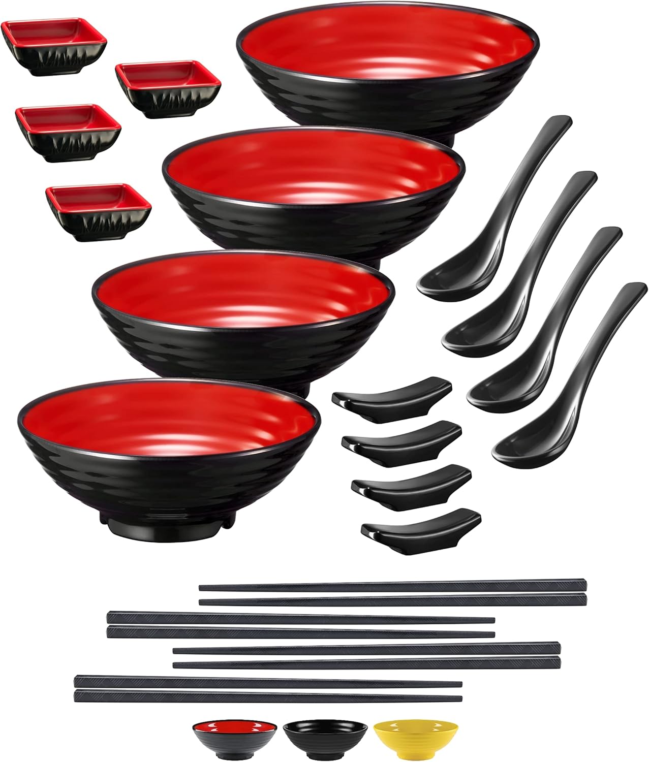 4 Noodle Bowls Set for Authentic Asian Cuisine Enjoyment