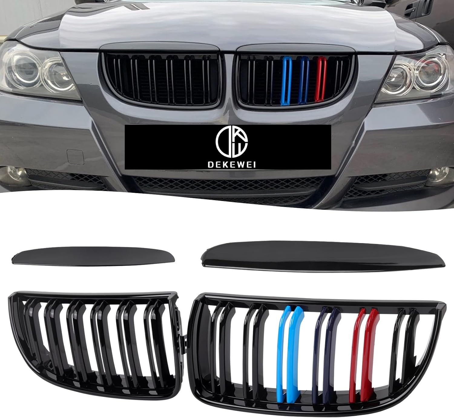 E90 Grille for BMW 3 Series 2005-2008, Stylish M Color Design
