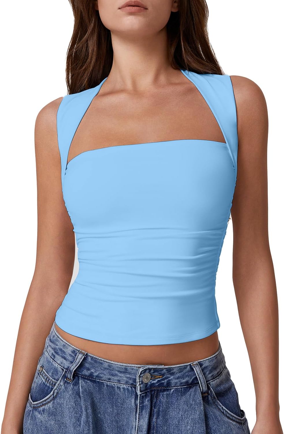 QINSEN Womens Square Neck Tank Tops for Stylish Summer Looks