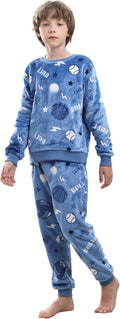 Boys Fleece Pajamas Set - Soft Cozy Pullover Sweatshirt Pants