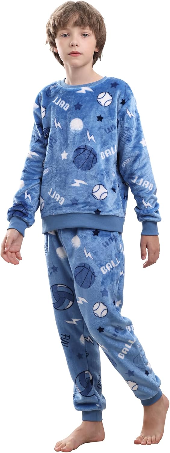 Boys Fleece Pajamas Set for Kids 7-16 Years - Soft & Cozy