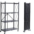 BRIAN & DANY 4-Shelf Foldable Storage Shelves with Wheels - Heavy Duty