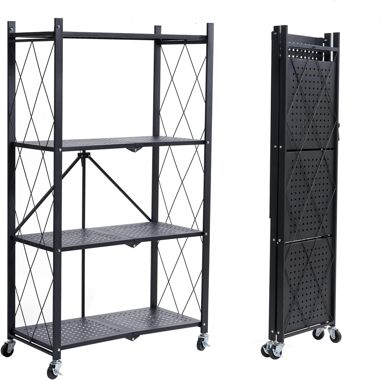 BRIAN & DANY 4-Shelf Foldable Storage Shelves with Wheels