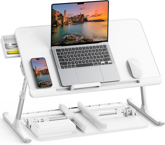 SAIJI Adjustable Bed Table - Portable Standing Desk