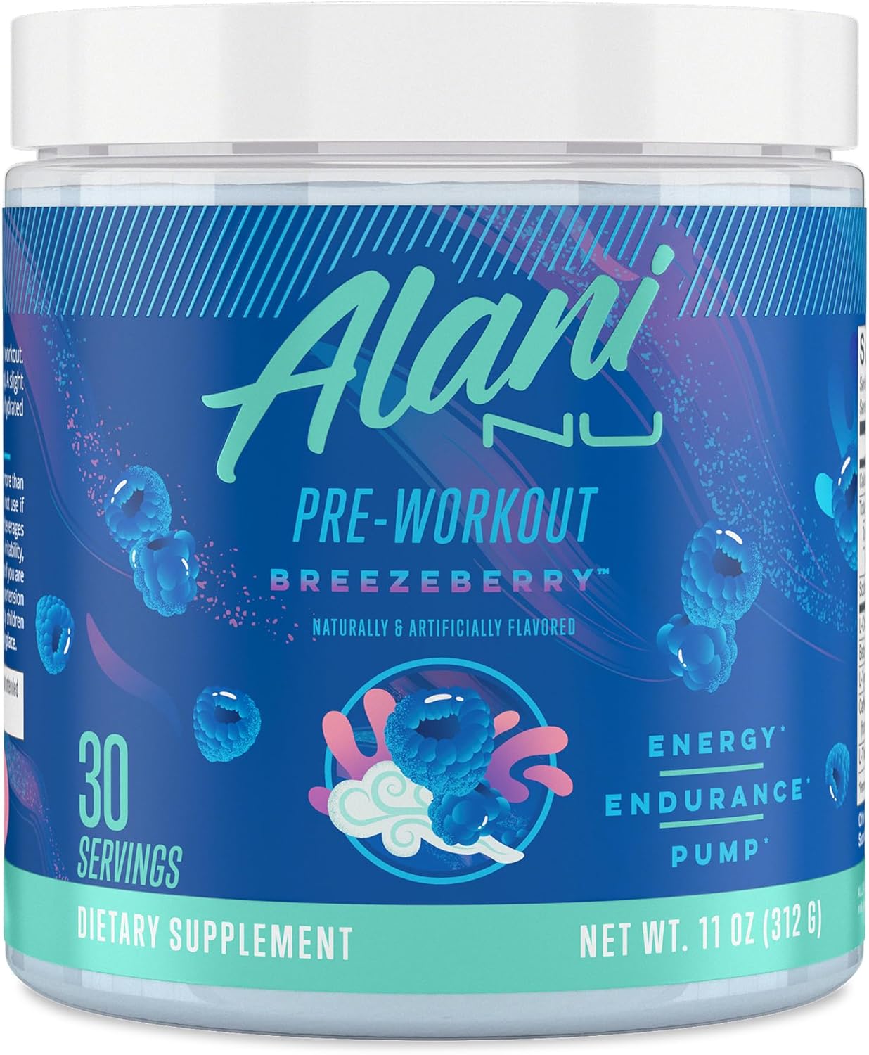 Alani Nu Pre Workout Powder BREEZEBERRY for Energy Boost